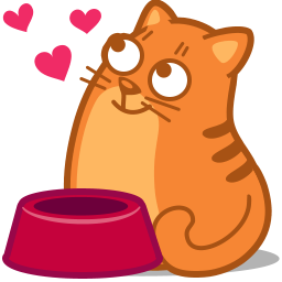 orange cat with food dish